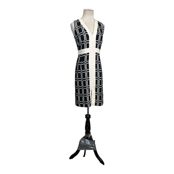 Milly black cream sleeveless color block lined canvas sheath dress size 0 - Picture 11 of 16